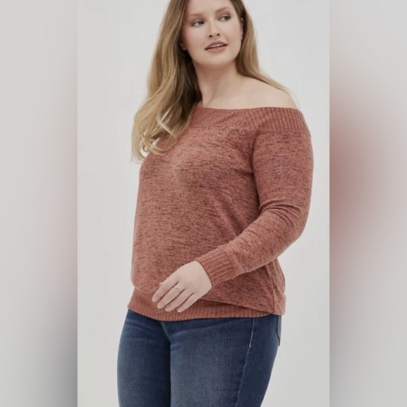 Women's Torrid Plus 1X Rust Black Marled Cowl Neck Super Soft Sweater - Picture 1 of 9